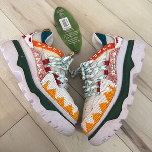 FARM Rio Multicolor Beaded Platform Sneakers - White, Orange, Green, Pink, Teal